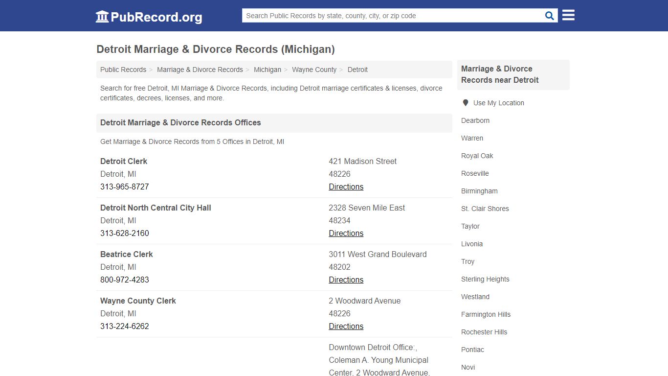 Detroit Marriage & Divorce Records (Michigan)